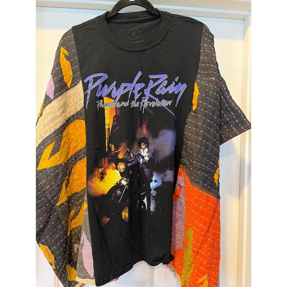 Prince Purple Rain Upcycled Kantha Tunic Top Shirt OS Handmade Boho